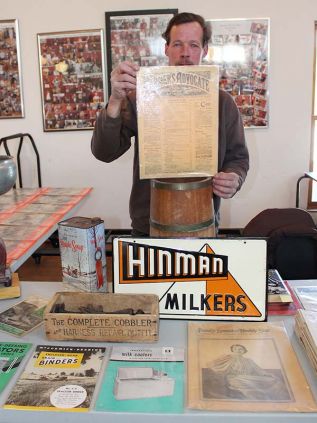 Paul Younge’s collections were one of the more popular displays at the Bedford Historical Society’s annual open house Saturday at Glendower Hall. Photo/Craig Bakay